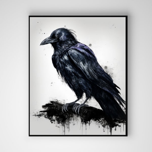 Printable Gothic Raven | Gothic Raven Art |Sketched Raven Wall Art