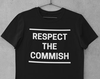 Camicia Fantasy Football - Respect The Commish, Camicia Commissario della Lega Calcio Divertente, Abbigliamento Fantacalcio Divertente, Regali Fantacalcio