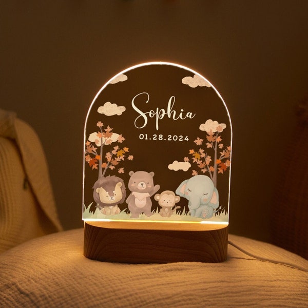 Personalised baby night light with name, baby gift birth, night light children newborn gift, miracle wish, bedside lamp, christening gift