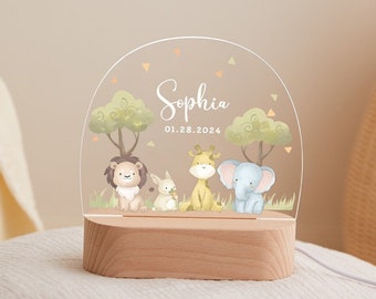 Personalised baby night light, baby gift birth, night light children with custom name and date, miracle wish, bedside lamp, christening gift