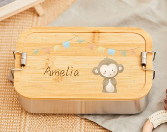 Custom lunch box baby, personalised lunch box children, back to school gift snack box, custom animals lunch box gift, birthday gift