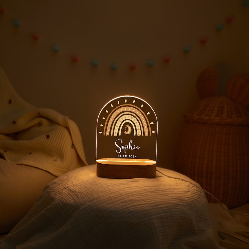 Baby night light personalized, cutsom night light children, baby gift birth, newborn gift, baby bedroom dec, bedside lamp, baby shower gift image 2