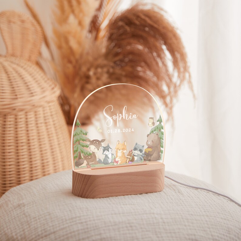 Baby night light personalised, custom kids night light with name and date, baby room decor, bedside lamp, baby gift birth, christening gift image 10