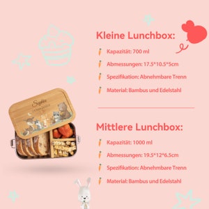 Personalisierte Lunchbox für Baby und Kinder, Obst Snackbox aus Bambus und Edelstahl, individuelle niedliche Tiere Lunchbox Geschenk zum Geburtstag Bild 7