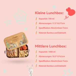 Personalisierte Lunchbox für Baby und Kinder, Obst Snackbox aus Bambus und Edelstahl, individuelle niedliche Tiere Lunchbox Geschenk zum Geburtstag Bild 6