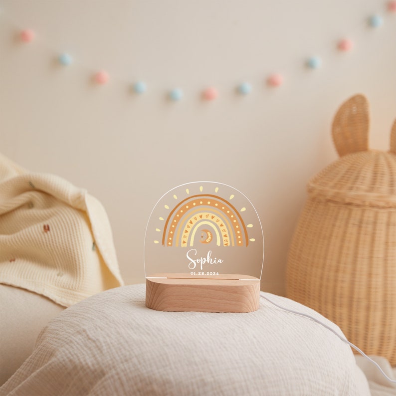 Veilleuse bébé personnalisée, cadeau naissance, veilleuse enfants avec prénom et date personnalisés, voeu miracle, lampe de chevet, cadeau baptême image 4