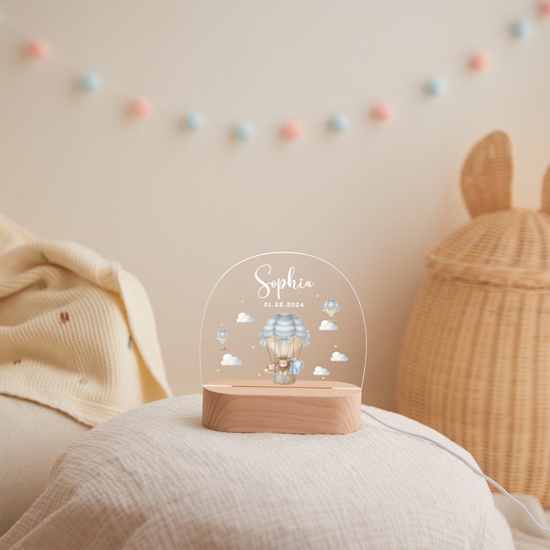 Personalised baby night light, baby birth gift, night light children with custom name and date, miracle wish, bedside lamp, baptism gift zdjęcie 9