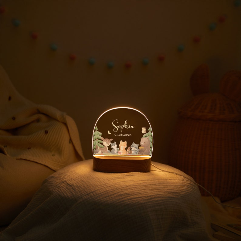 Personalised baby night light, baby birth gift, night light children with custom name and date, miracle wish, bedside lamp, baptism gift zdjęcie 3
