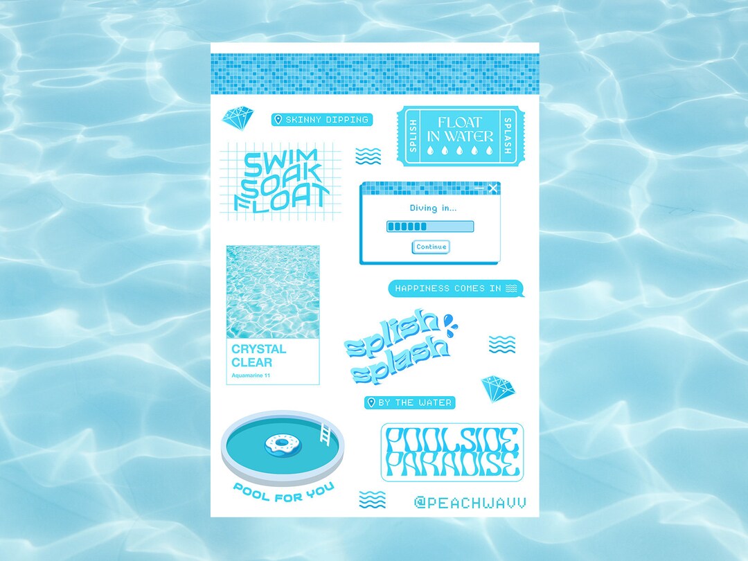 Waves and Water Sticker Sheet | Waterproof Sticker Sheet - Etsy