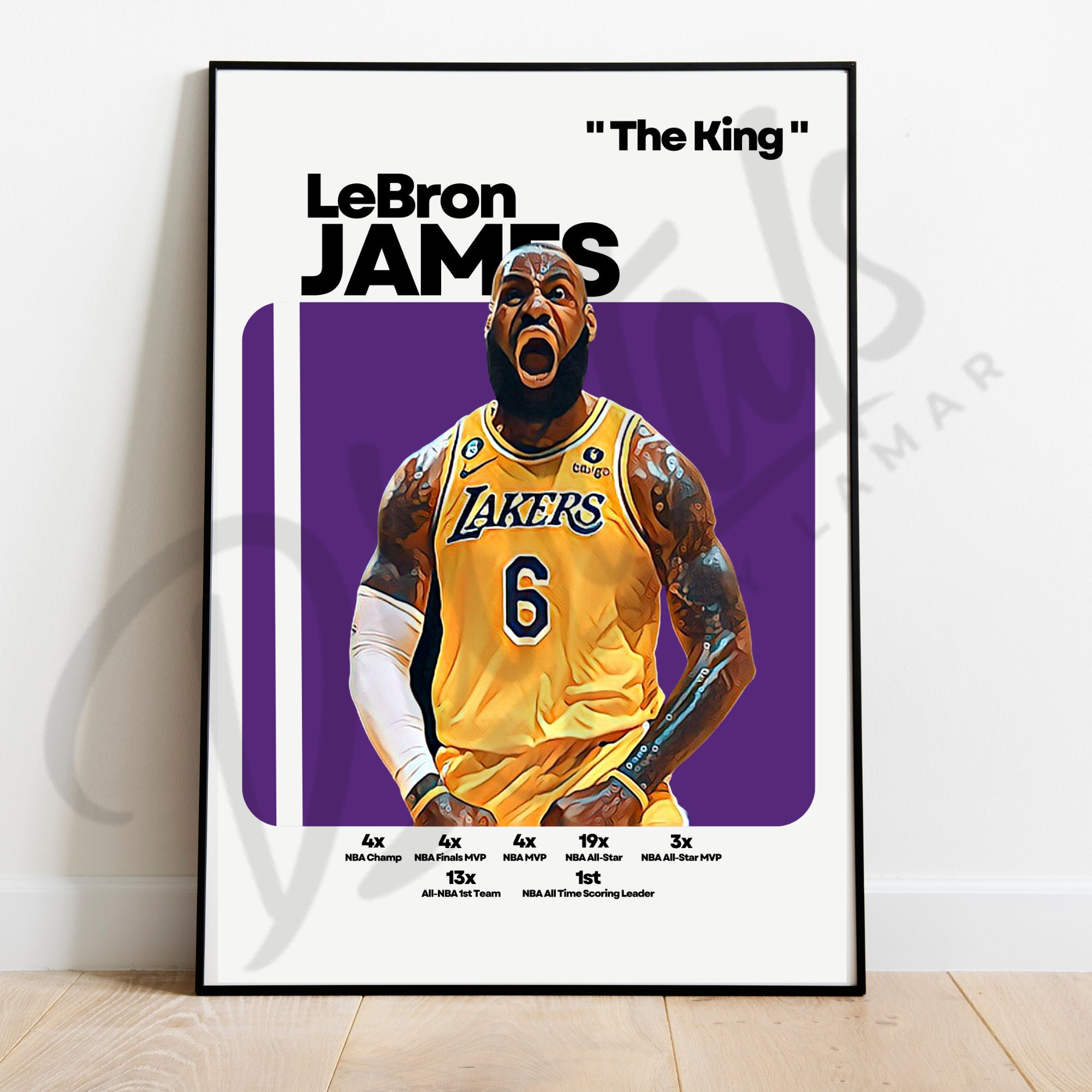 King Of LA 23 Los Angeles Lakers Lebron James Kobe Bryant Lonzo Ball Crown  Print Wall Art Poster Basketball Artwork NBA Digital Download