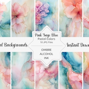 Alkoholtinte Digitales Papier Bundle - Rosa und Blaue Farben - Set von 10 JPG-Dateien - Kostenlose kommerzielle Nutzung!