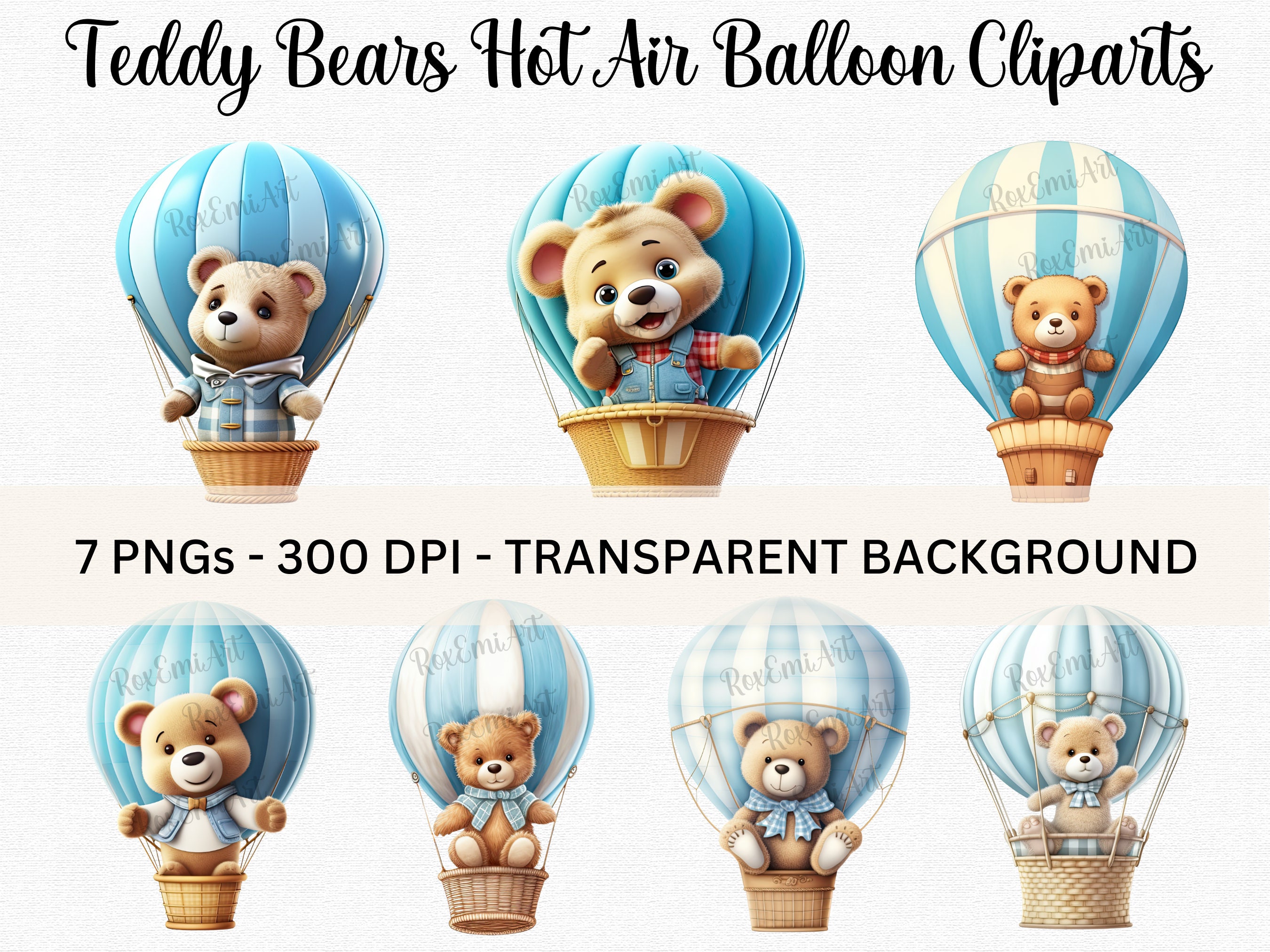 Teddy Bear Clipart Hot Air Balloon Clipart Baby Shower - Etsy