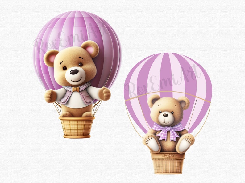 Pink Teddy Bear Clipart & Hot Air Balloon Clipart | for Baby Shower ...