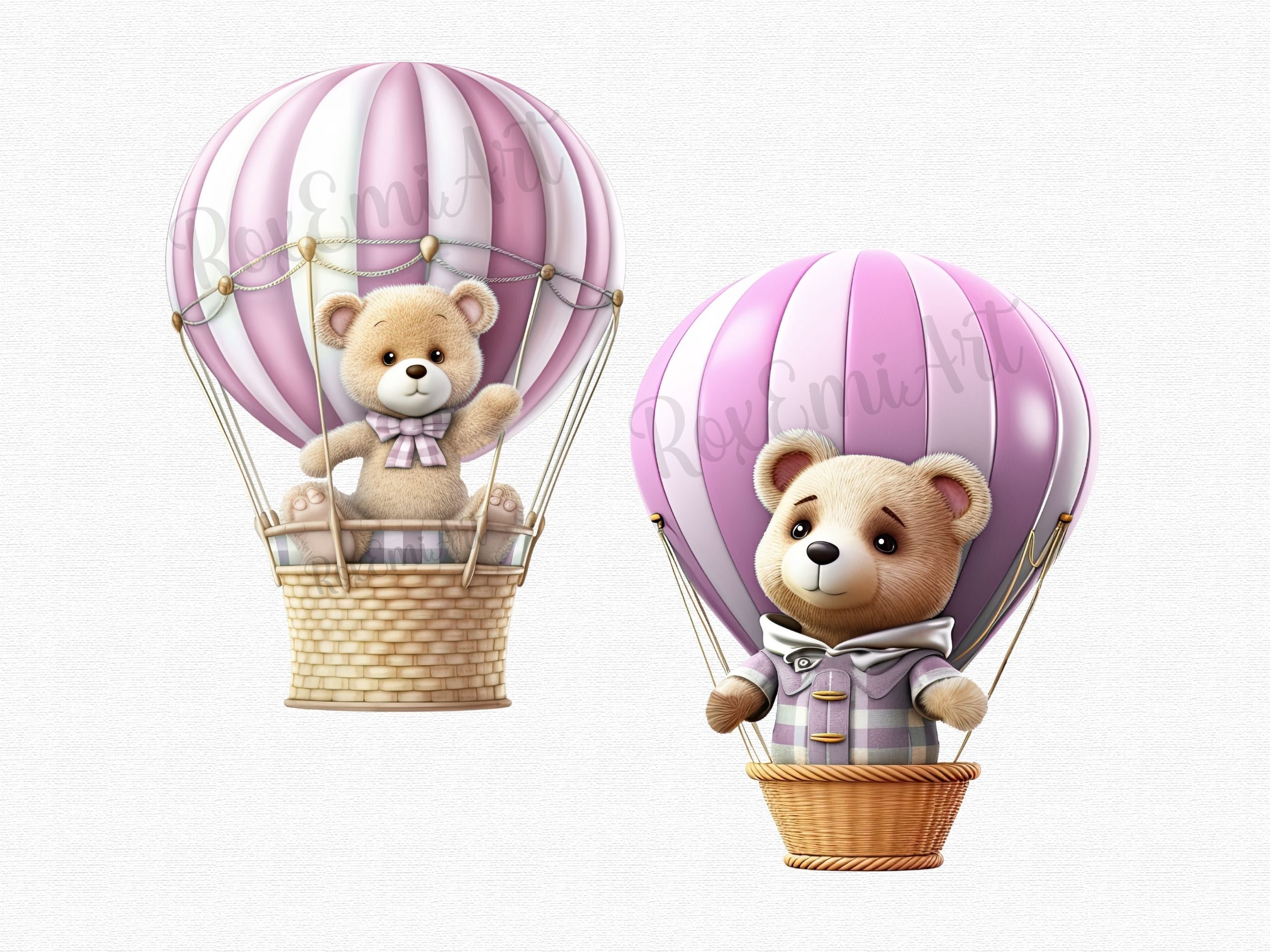 Pink Teddy Bear Clipart & Hot Air Balloon Clipart | for Baby Shower ...