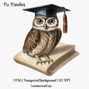 Clipart de l'obtention du diplôme | Hibou vintage PNG | Livres de fin d'études | Casquette de fin d'études PNG | Utilisation commerciale gratuite !