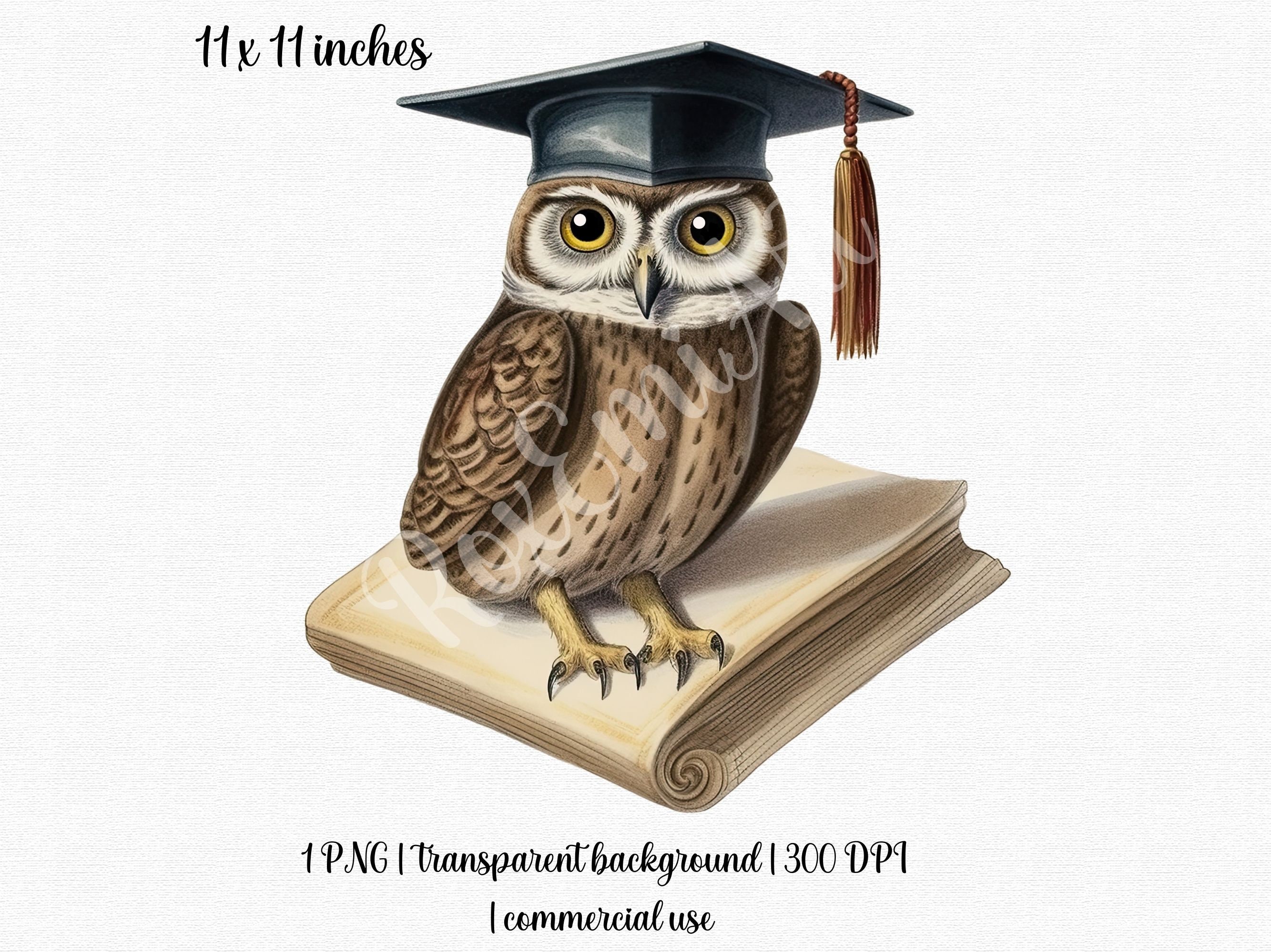 Graduation Clipart | Vintage Owl PNG | Graduation Books | Graduation Cap PNG | Free Commercial Use!