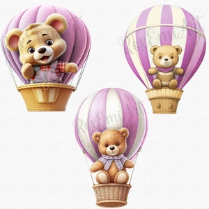 Pink Teddy Bear Clipart & Hot Air Balloon Clipart | for Baby Shower ...
