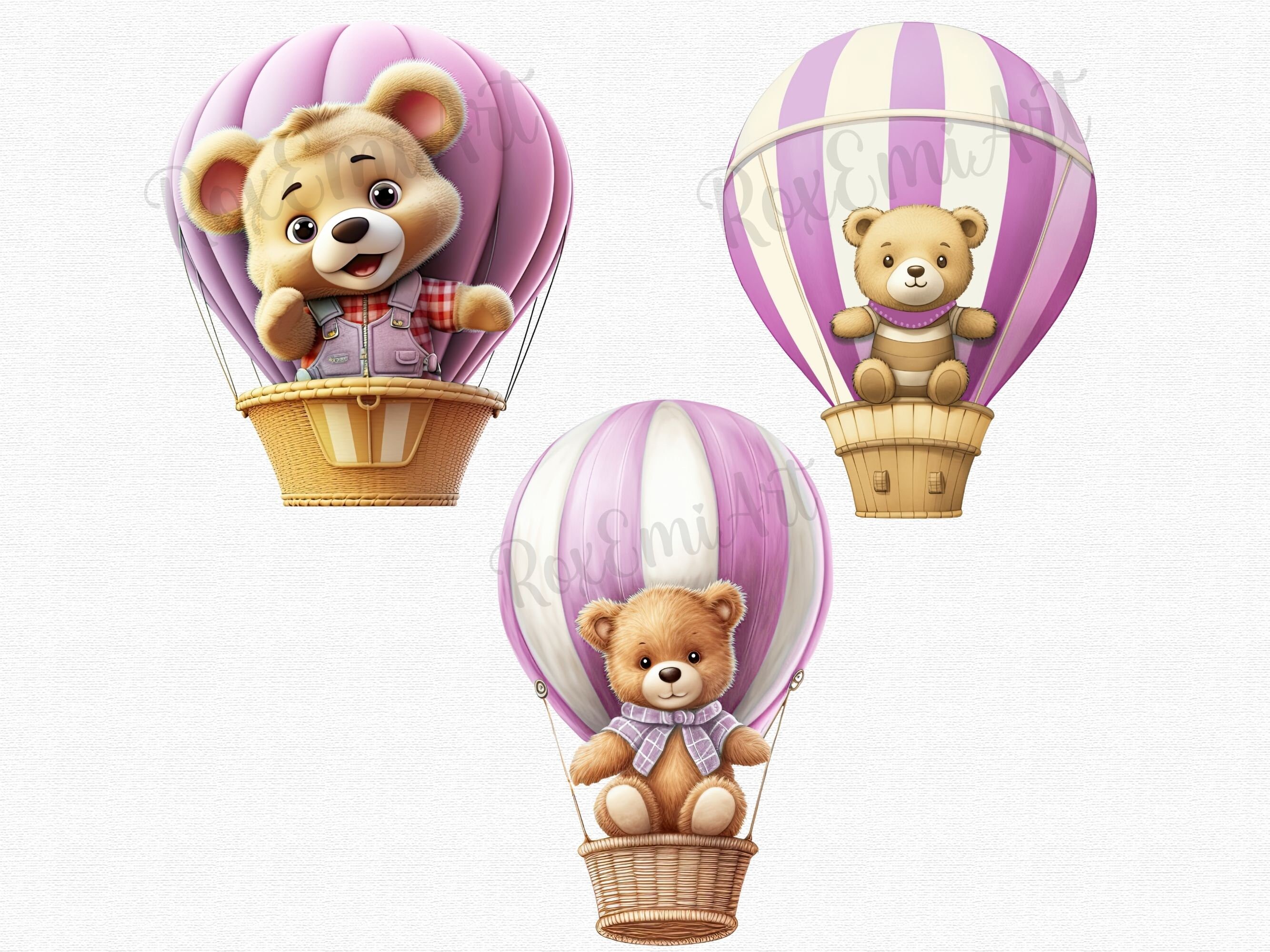 Pink Teddy Bear Clipart & Hot Air Balloon Clipart | for Baby Shower ...