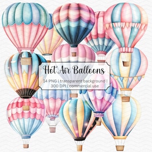 Hot Air Balloon Watercolor Clipart | Digital Download | Free Commercial Use!