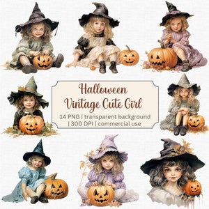 Jeune fille victorienne fantaisiste avec des cliparts Jack O Lantern - art cottagecore sombre - usage commercial gratuit !