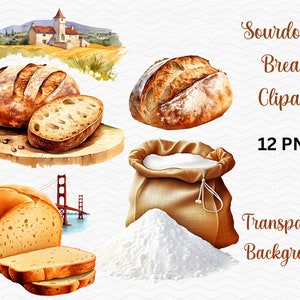 Acquerello Sourdough Clipart / Baking Clipart / 12 PNG Pack / Uso commerciale gratuito!