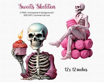 Clip art de esqueleto de cupcake de malvavisco rosa
