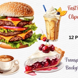 Aquarelle malbouffe Clipart Bundle - Burger clipart, Pizza clipart et plus - gratuit pour un usage commercial !