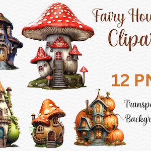 Fairy Garden House Clipart | 12 PNG Clipart | Cute Fairy Tale Clipart | Free commercial use!