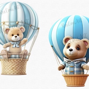 Teddy Bear Clipart Hot Air Balloon Clipart Baby Shower - Etsy