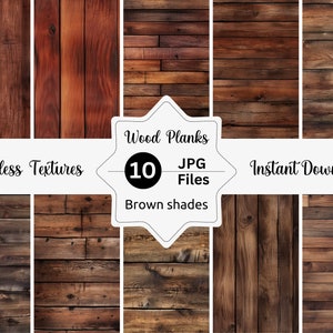 Patrones sin fisuras de tablones de madera marrón - Juego de 10 archivos JPG - ¡Uso comercial gratuito!