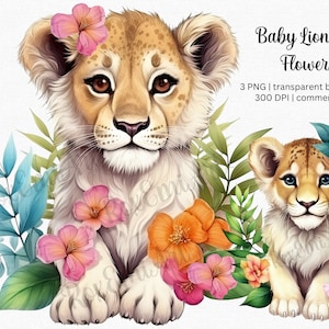 Baby Lion Clipart / Cute Baby Jungle Animals para Lion Baby Shower, Animal Kingdom Shirt y más / PNG transparente / Uso comercial gratuito