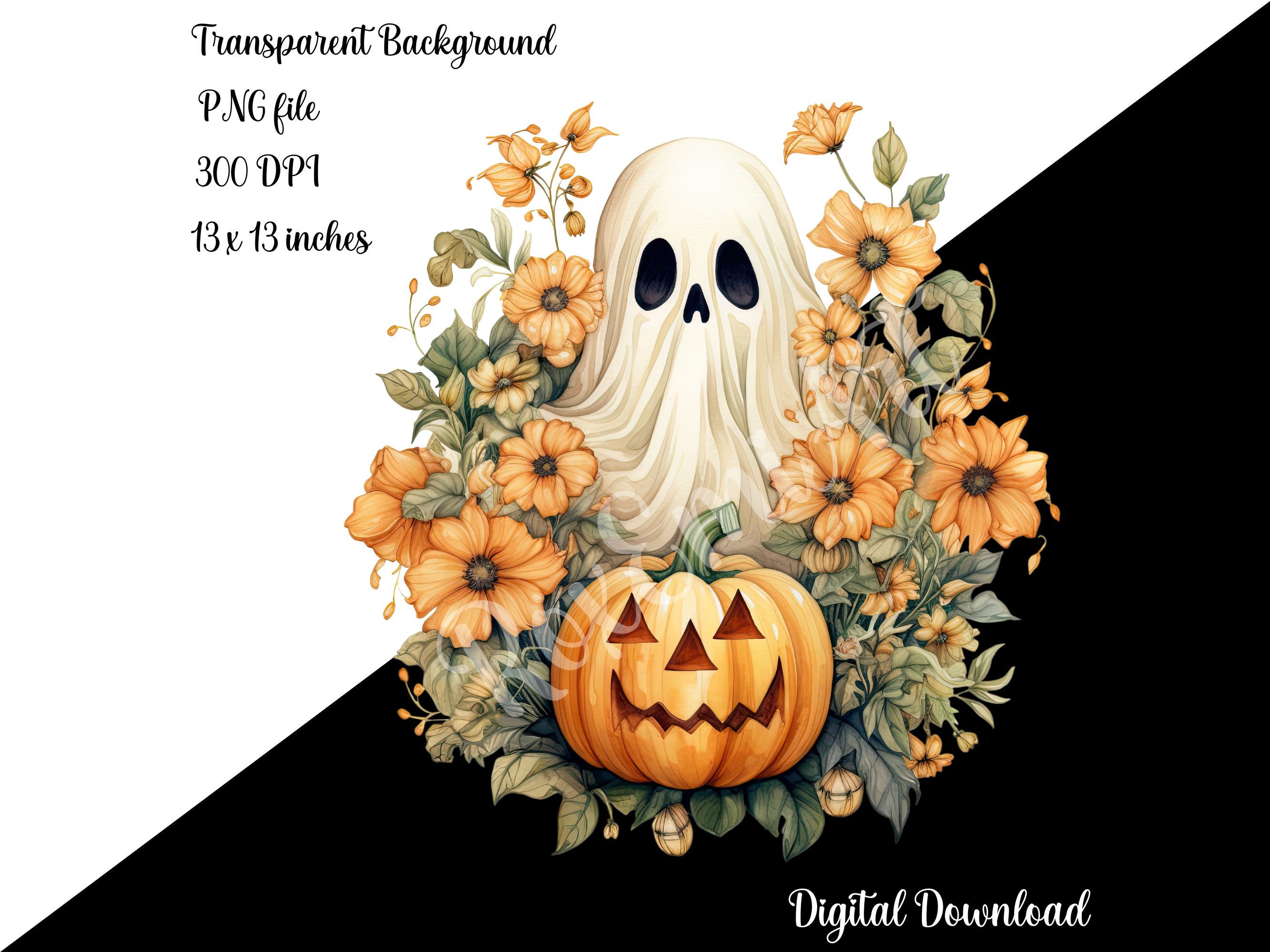 Cute Halloween Ghost Clipart With Jack O Lantern - Free Commercial Use ...