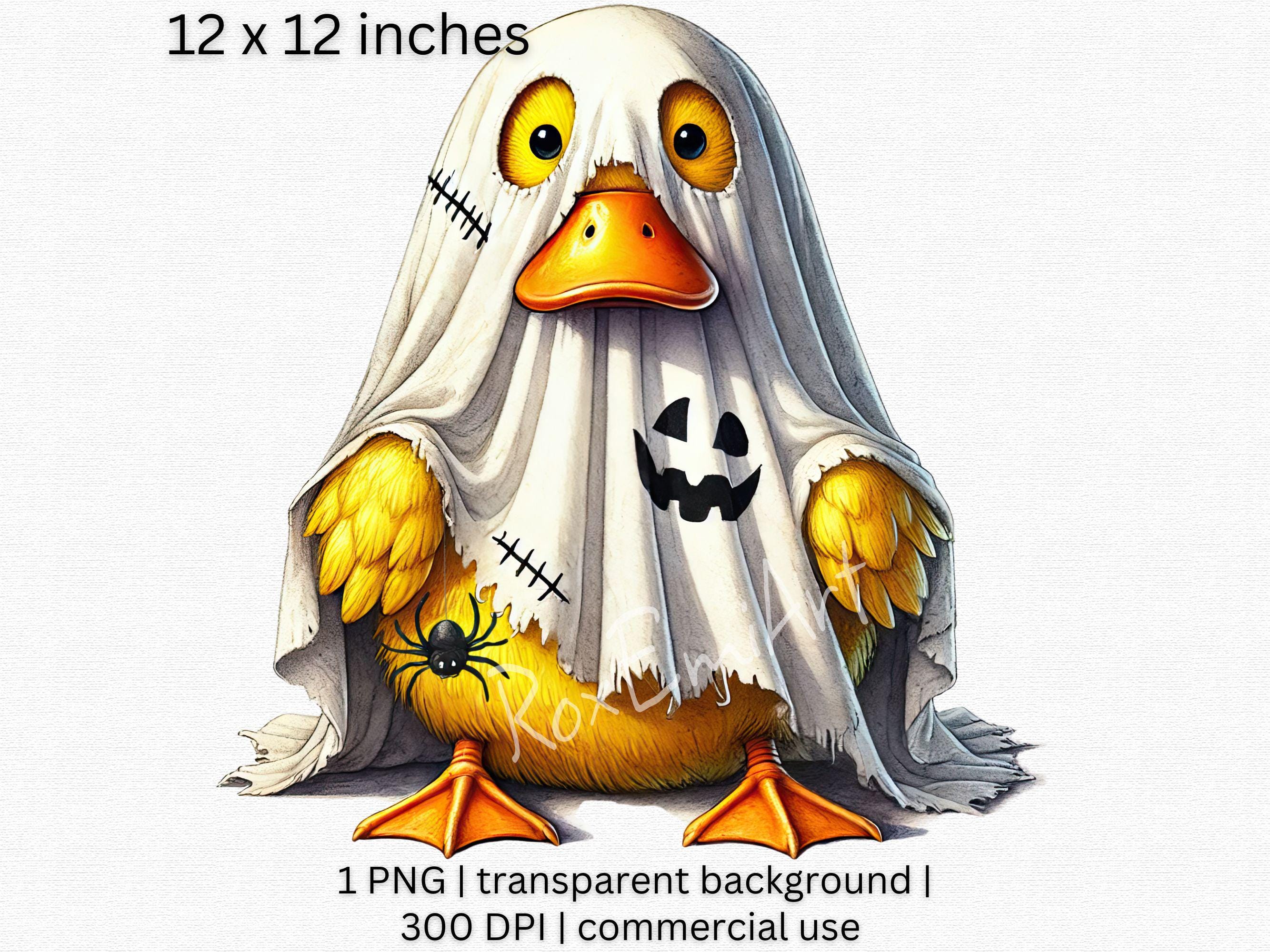 Adorable Duck Ghost Clipart, Cute Halloween Clipart, Spooky Animal Clipart, Haunting Season PNG, Transparent Background, Digital Download