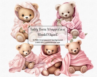 Clipart de baby shower ours en peluche rose