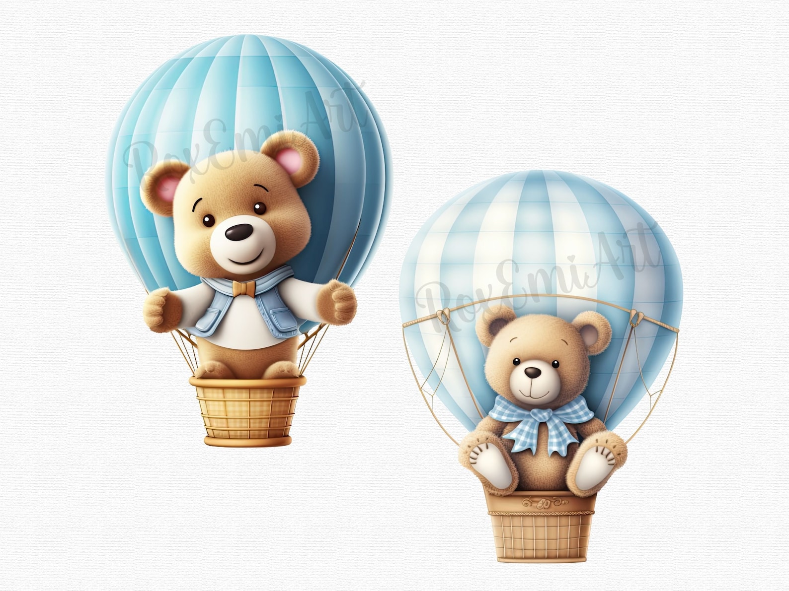 Teddy Bear Clipart | Hot Air Balloon Clipart | Baby Shower | Digital ...