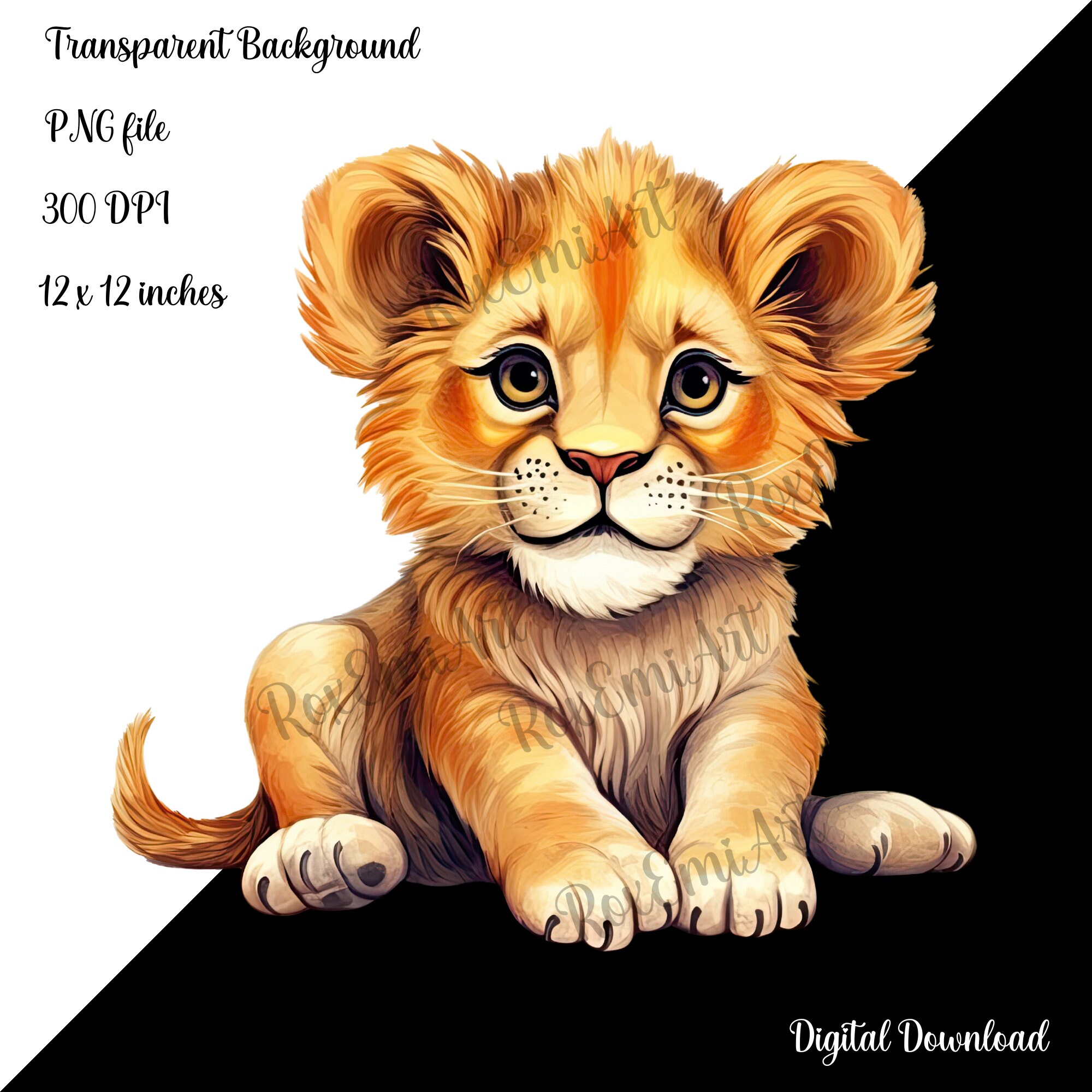 Cute Baby Lion Clipart Baby Safari PNG Ideal for Lion Baby Etsy