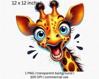 Joyful Giraffe Clipart, Playful Safari PNG, Jungle Nursery Design