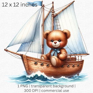 Cruise Ship and Teddy Bear Clipart, for Cute Kids Cruise Shirt Design, Scrap Book Stickers or Any Other Design. Commercial License Included
