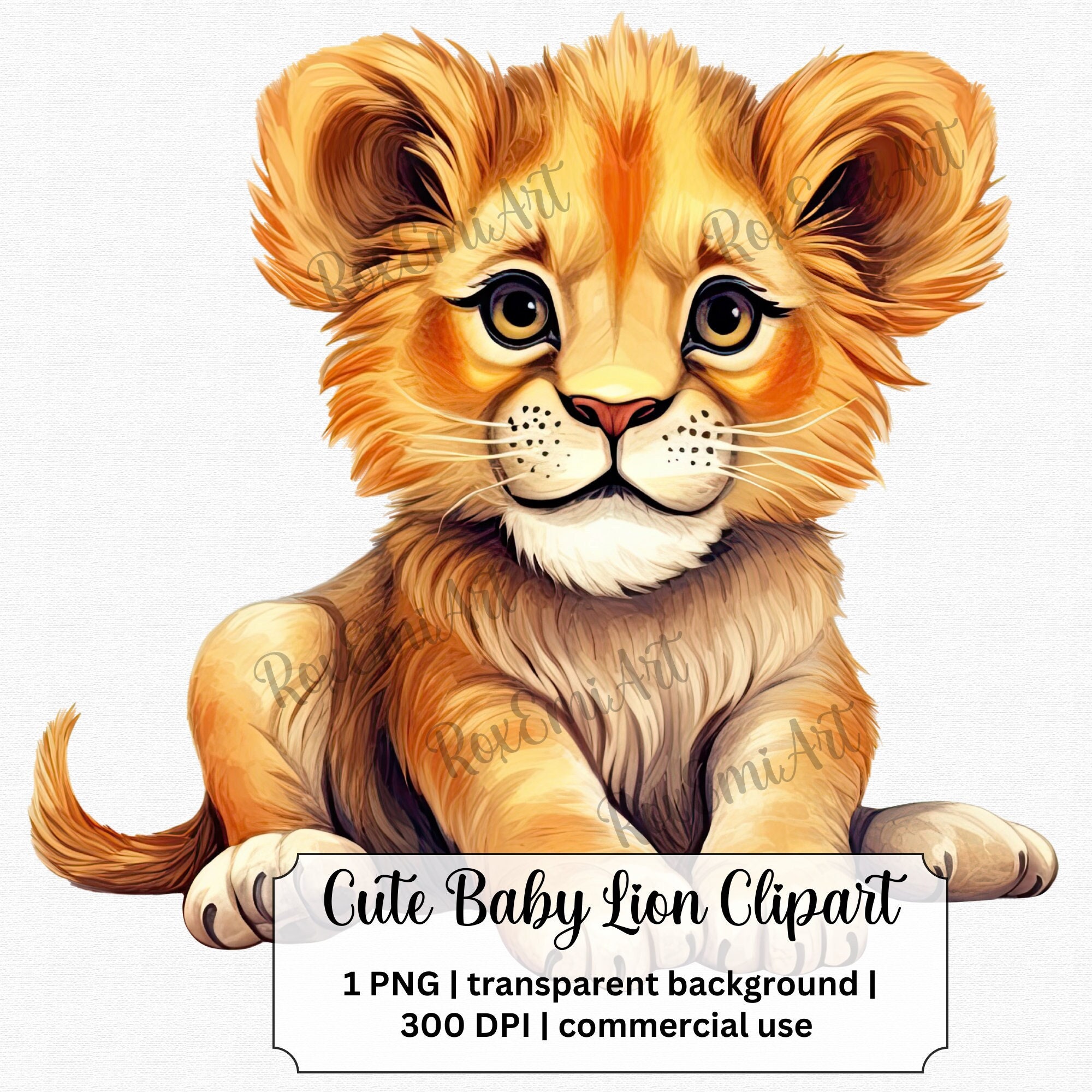 Cute Baby Lion Clipart Baby Safari PNG Ideal for Lion Baby Etsy