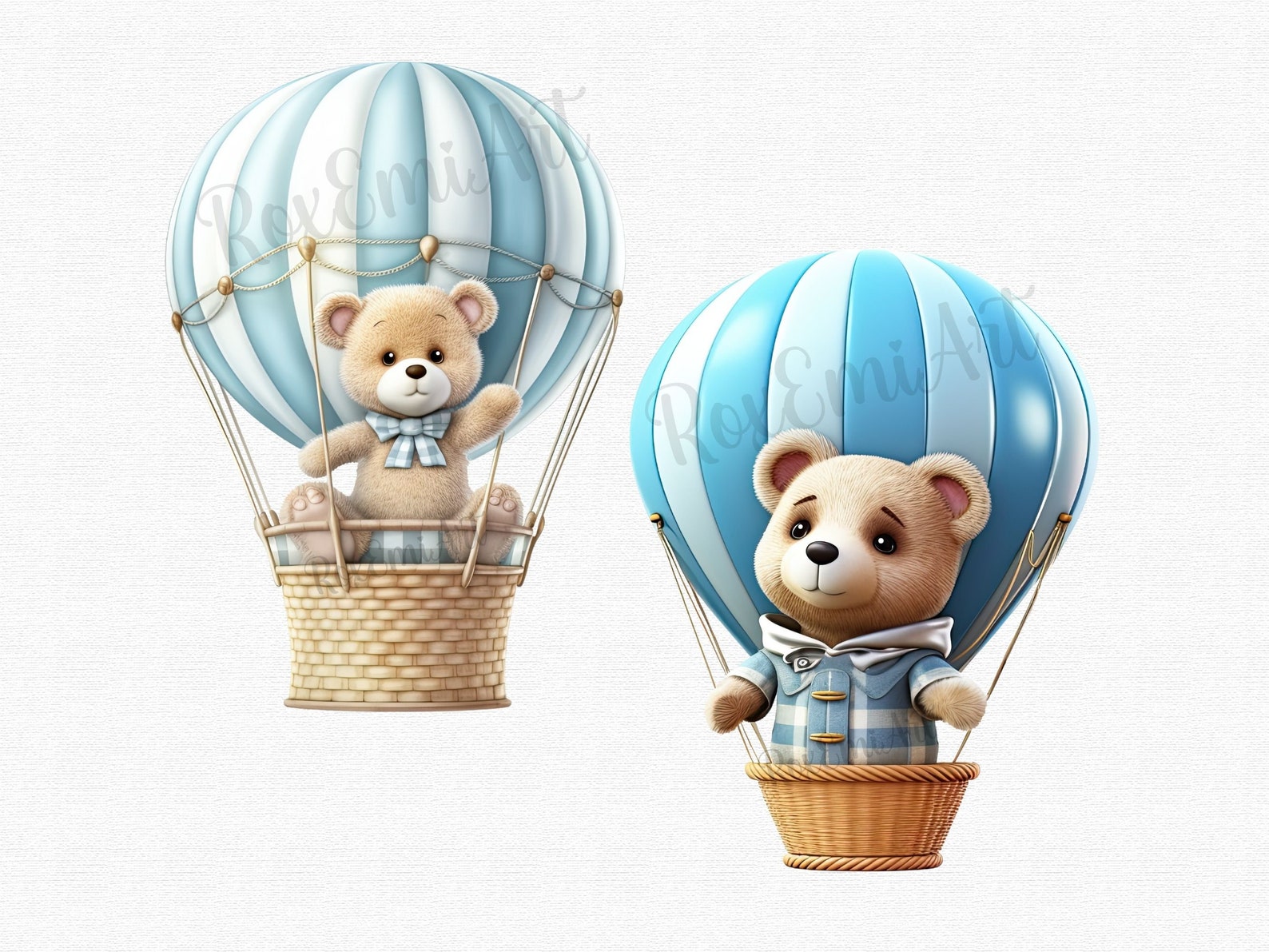 Teddy Bear Clipart | Hot Air Balloon Clipart | Baby Shower | Digital ...