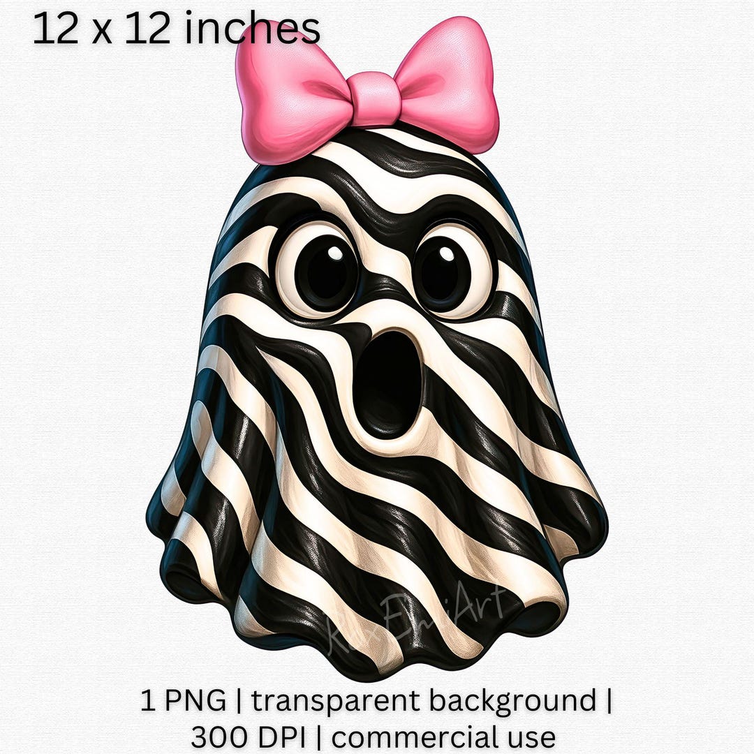Cute Zebra Ghost PNG, Boo Ghost Png, Coquette Bow Png, Funny Spooky ...