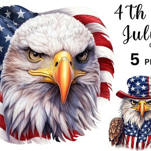 4. Juli Clipart | Amerikanische Flagge Adler Clipart | Digitale PNG-Grafik | Kommerzielle Nutzung erlaubt!
