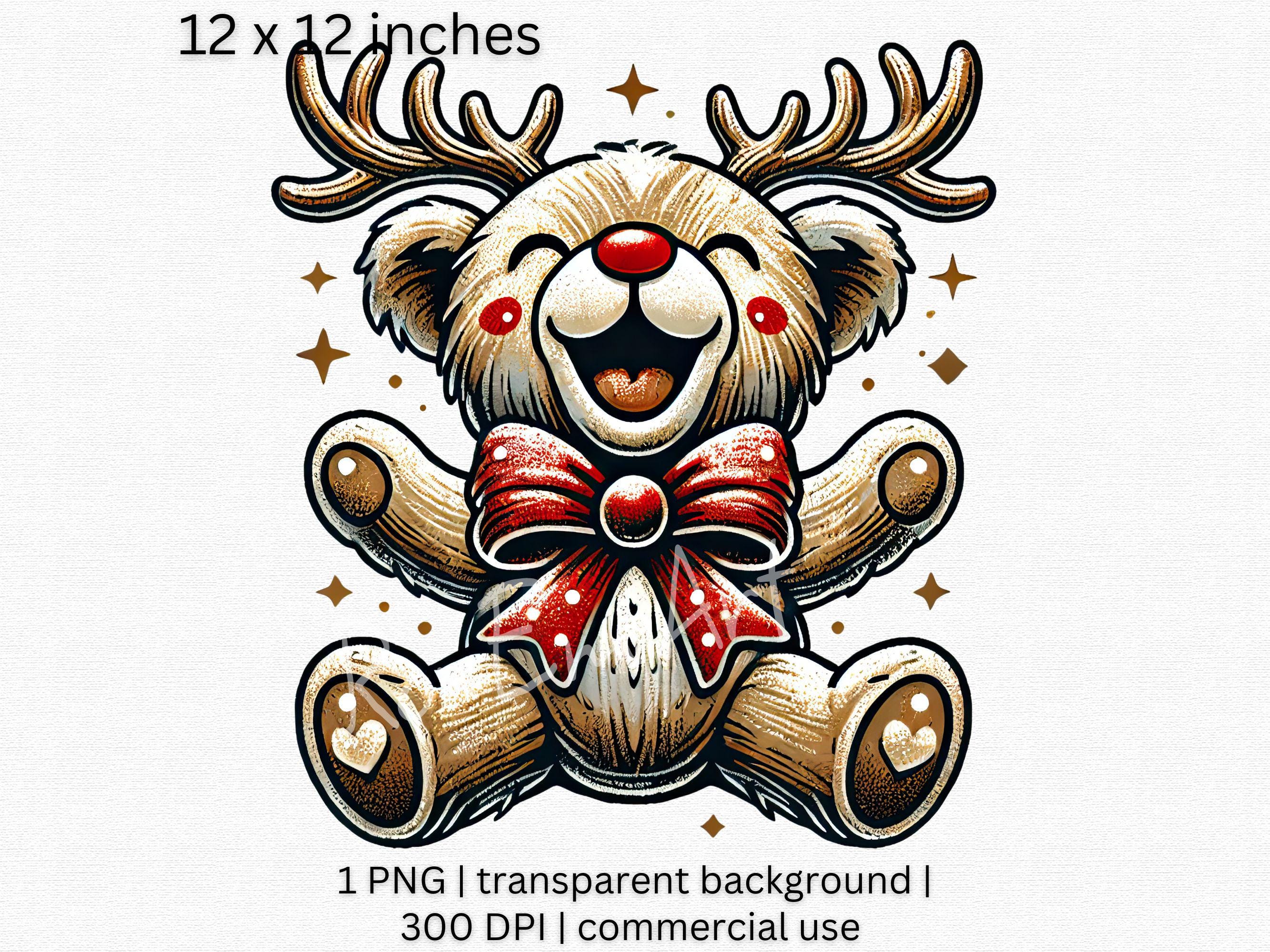 Reindeer Teddy Bear Clipart, Christmas PNG, Cute Bear With Bow PNG ...