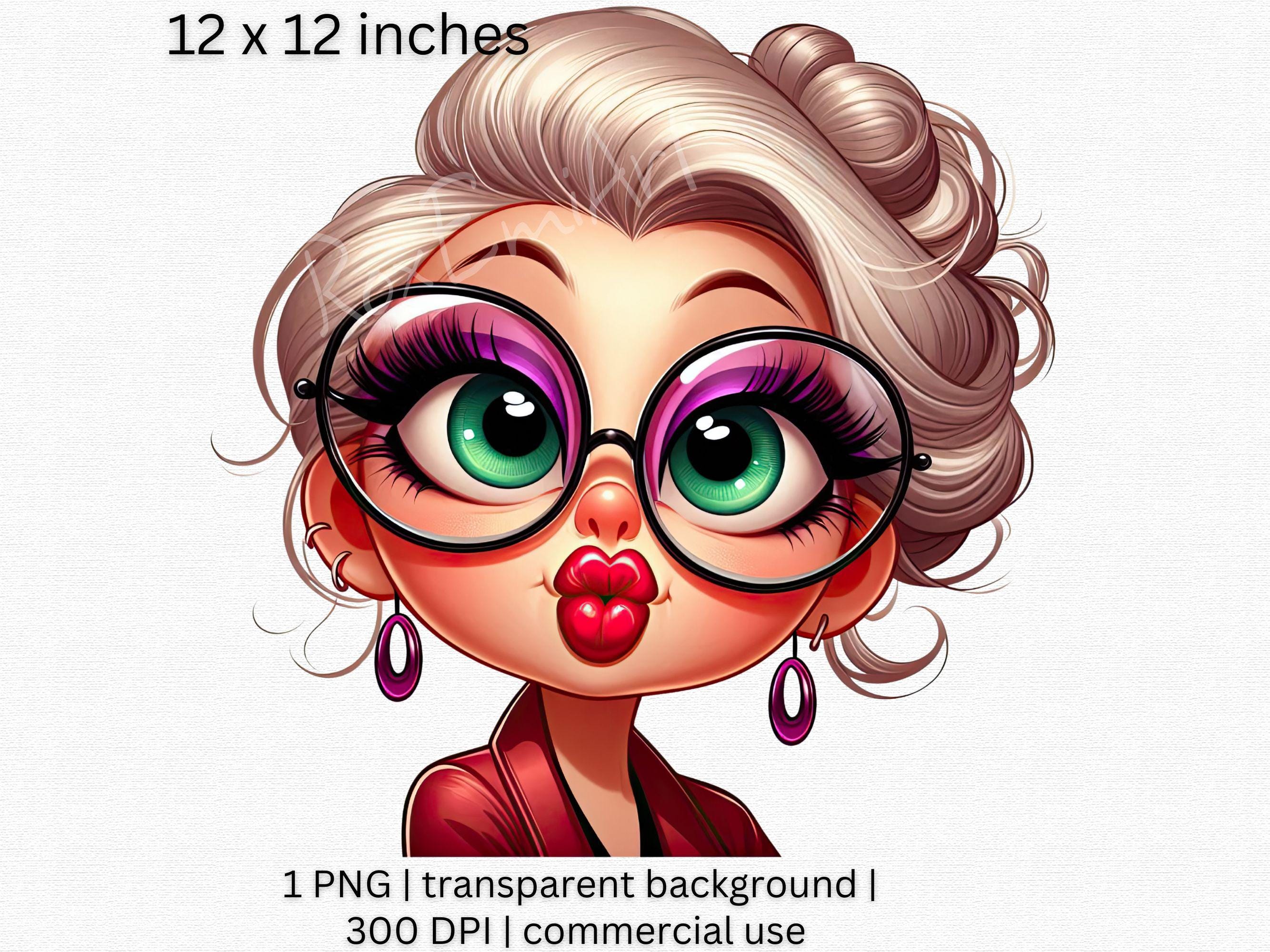Whimsical Boss Lady Clipart, Quirky Business Woman PNG, Cute Big-Eyed Professional Illustration, Fun Chibi Clipart, Transparent Background