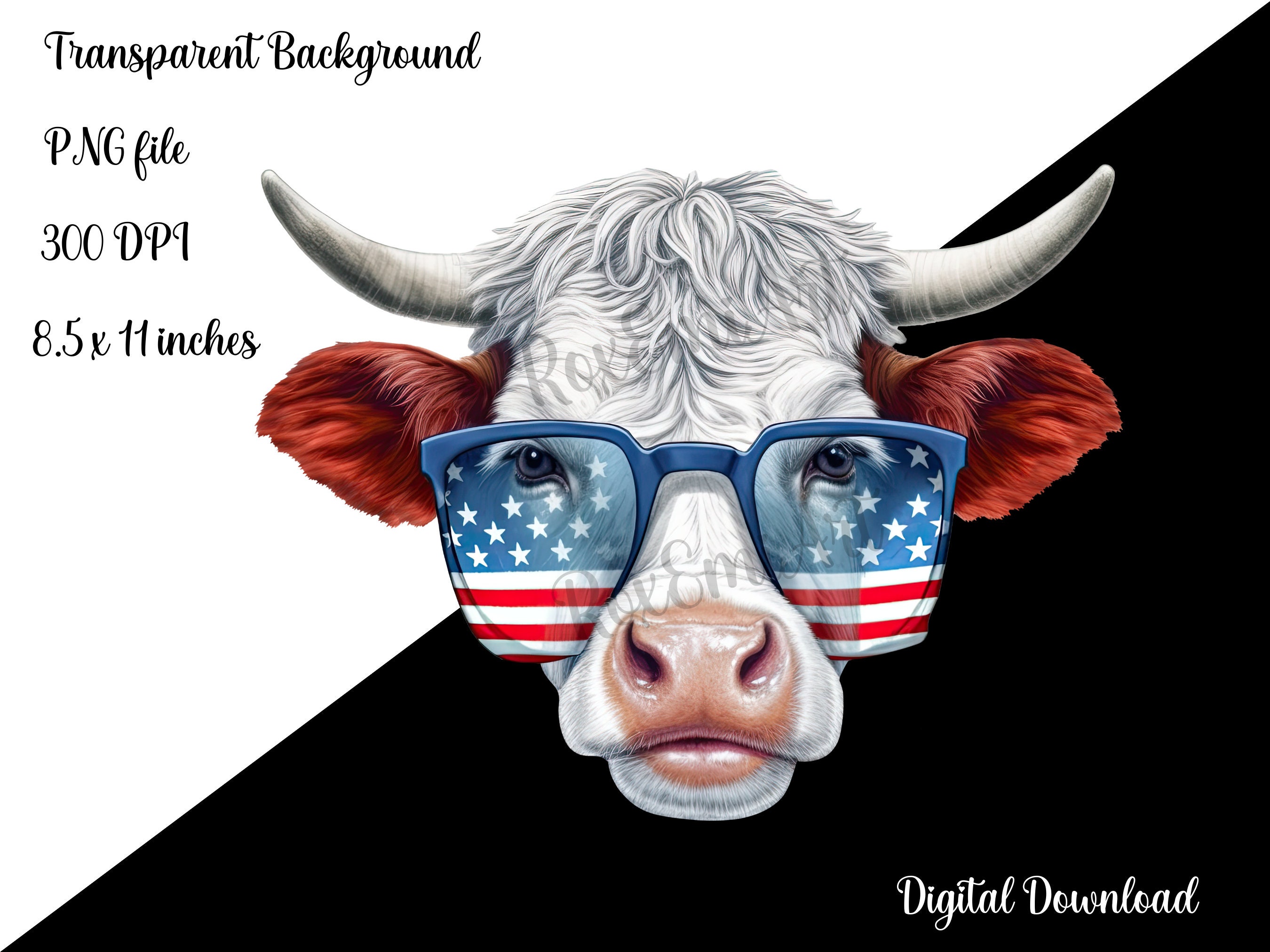 4th of July Clipart | Funny Cow With American Flag Sunglasses ...