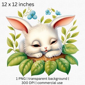 Lindo conejo soñoliento en una clipart de tocón de árbol, conejito de primavera de acuarela, fondo transparente
