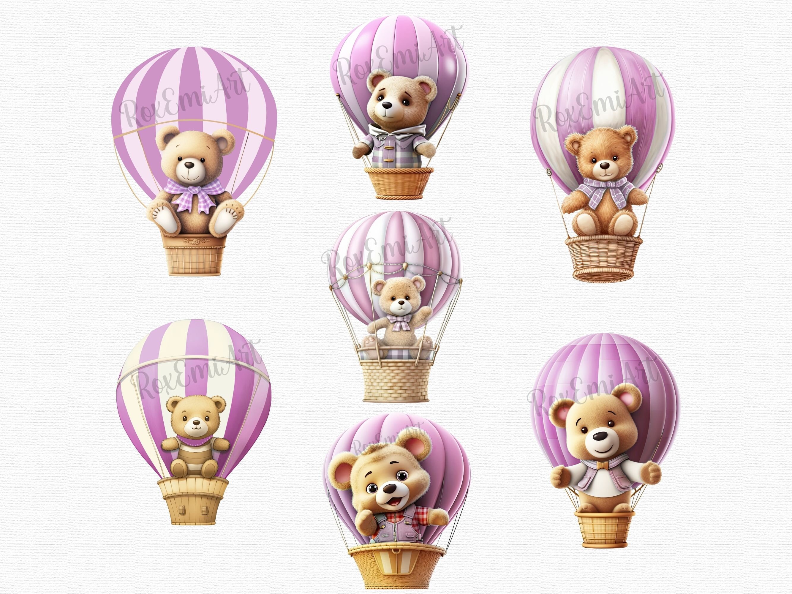 Pink Teddy Bear Clipart & Hot Air Balloon Clipart | for Baby Shower ...