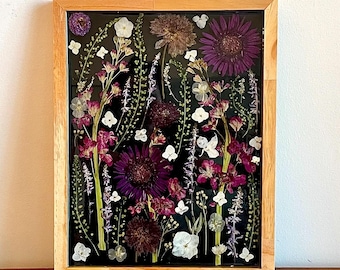 Handmade Pressed Flower Resin Wall Art: Herbarium Frame (14x11&quot;)