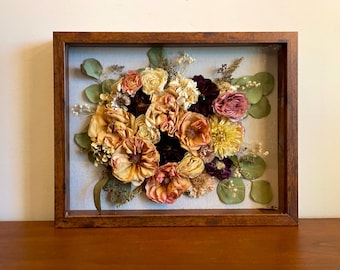 12x14&quot; Flower Shadowbox | Preserved Botanical Art with Real Dried Flowers for Home Decor