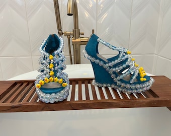 Wedge High Heels/Bath Time Heels/Duck Heels/Bath Heels/Bubble Heels